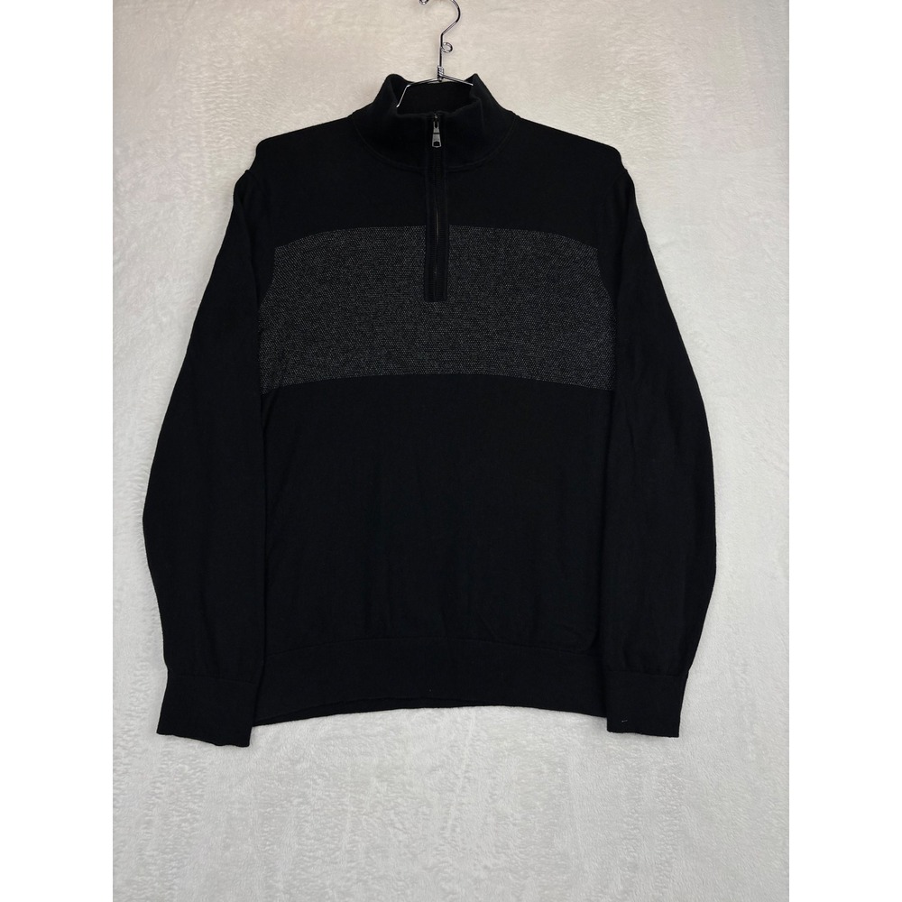 Banana Republic Pima Cashmere Quarter Zip Sweater Black Mens Large